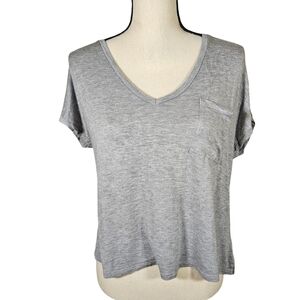 Project Social T Cropped V-Neck T Shirt, Heather Grey, XS